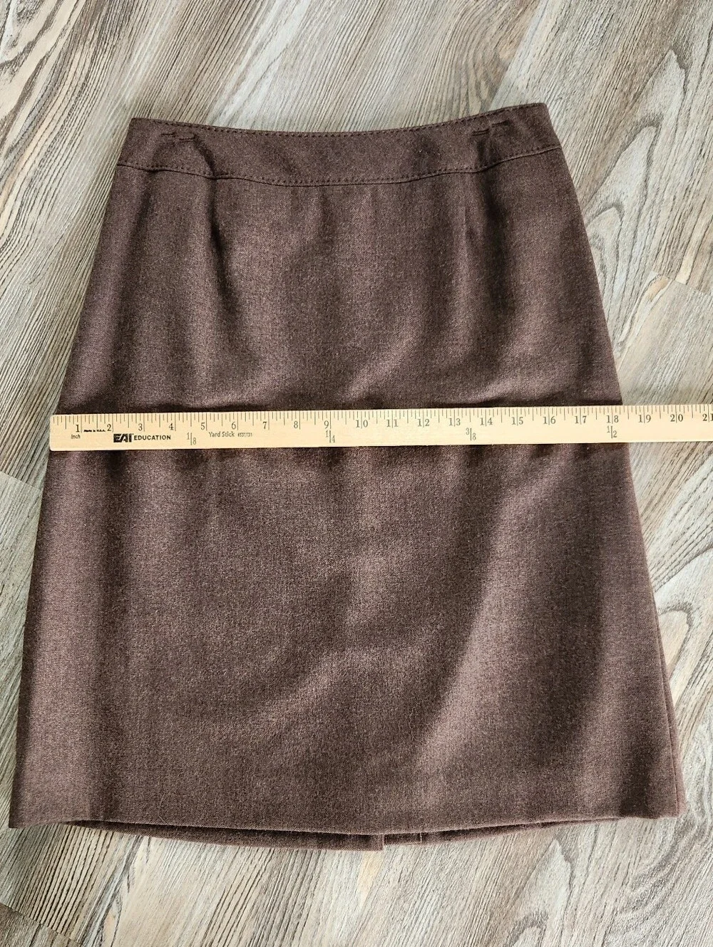 Vintage Pendleton Virgin Wool Knee Length Pencil Skirt Brown 8 USA Tweed Classic